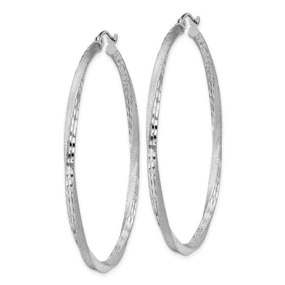 2.5mm, Sterling Silver Twisted Round Hoop Earrings, 50mm in Diameter